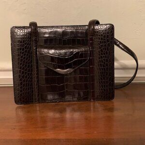 Vintage 1960's Ralph Lauren Crocodile Print Handbag
